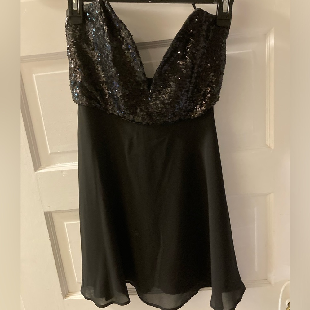 TOBI black sequin sweetheart dress